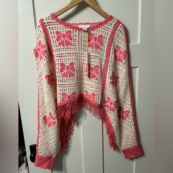 House of Harlow 1960 Tops - House of Harlow swim cover up long sleeve fringe poncho top 🎀